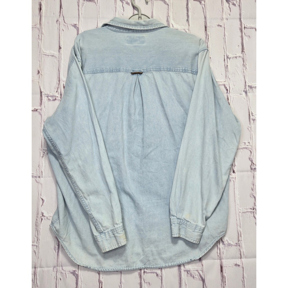 Vintage Marlboro Country Denim Shirt Light Wash Western Workwear Mens Large L - Picture 6 of 13